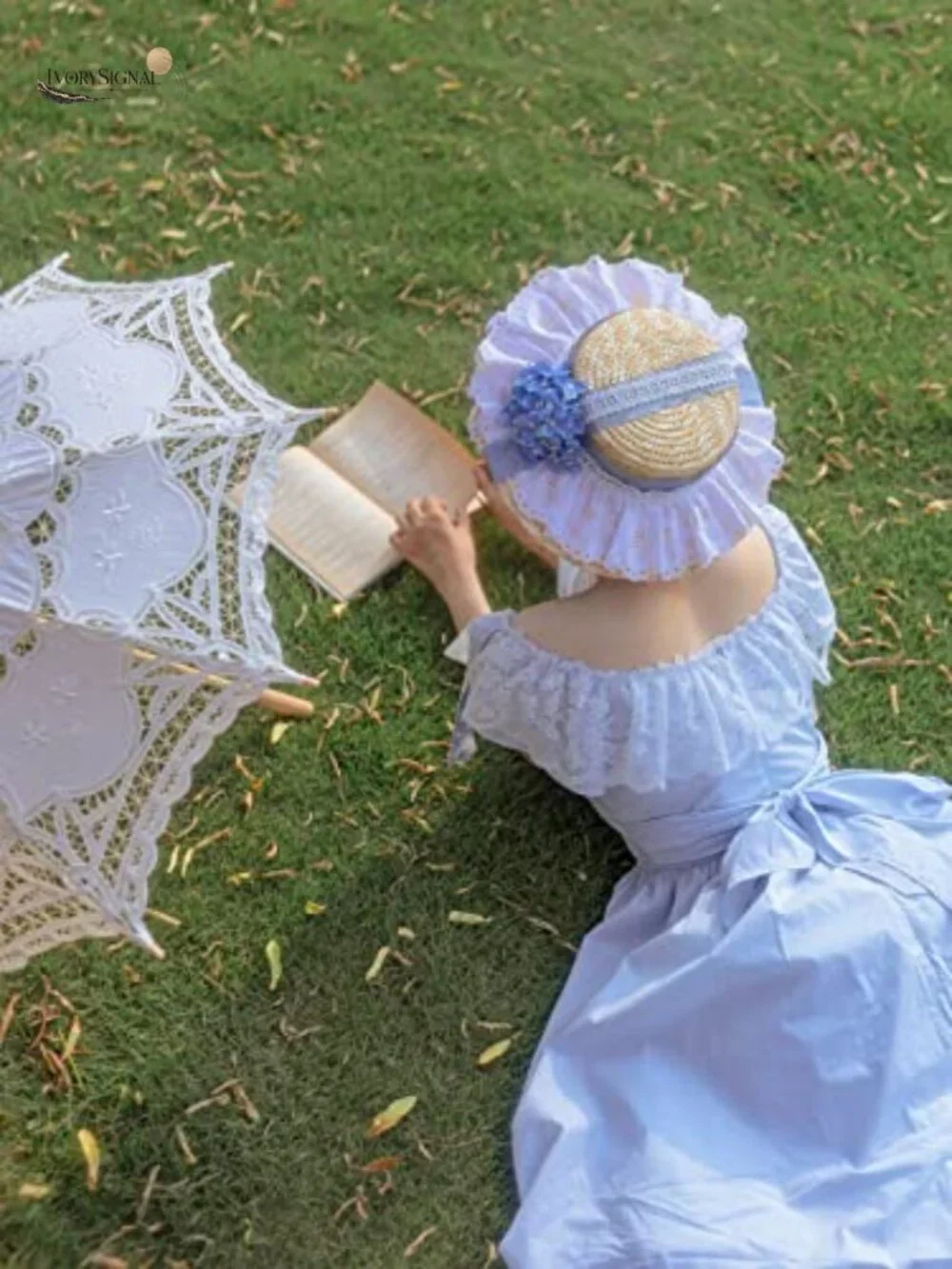 Victorian Tea Party Straw Sun Hat with Lace Flowers